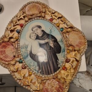 Seashell Religious Wall Art with Saint Image
